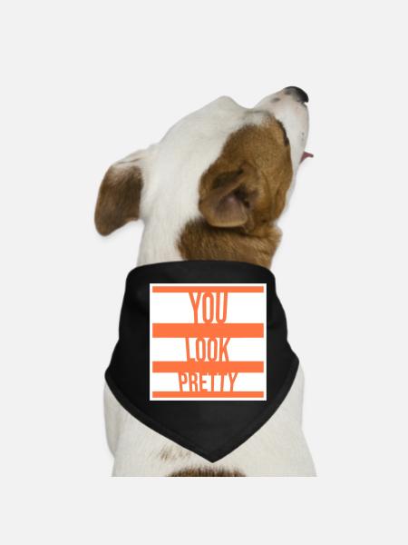You Look Pretty Funny Complement Self Love Logo - Dog Bandana - black - Front