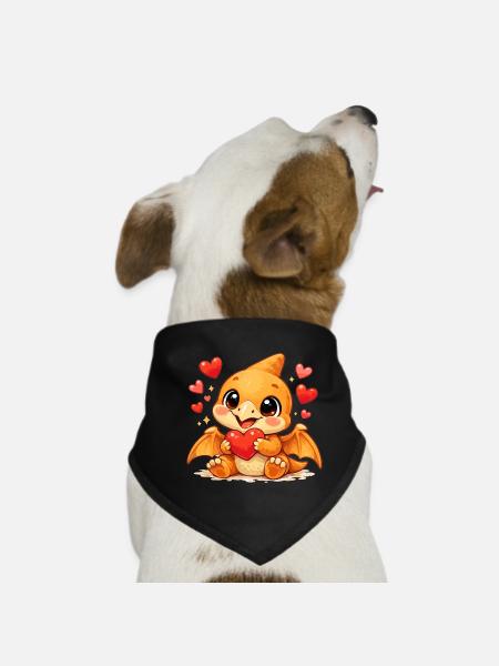 Bébé Dino Ptérodactyle mignon | Dinosaure mignon - Bandana pour chien - noir - Devant