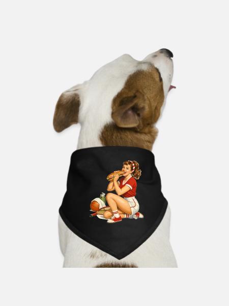 Déjeuner sportif rétro Pin-Up : design Funny Eater - Bandana pour chien - noir - Devant
