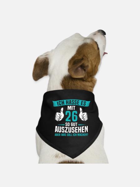 26 Jahre 26. Geburtstag Mann Frau 26 Jahre - Hunde-Bandana - Schwarz - Vorne