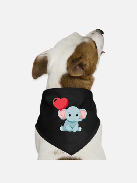 Petit éléphant mignon - Bandana pour chien - noir - Devant