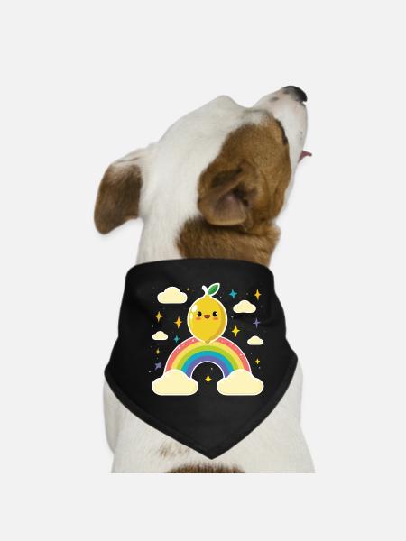 Kawaii Citron Arc-en-ciel - Bandana pour chien - noir - Devant