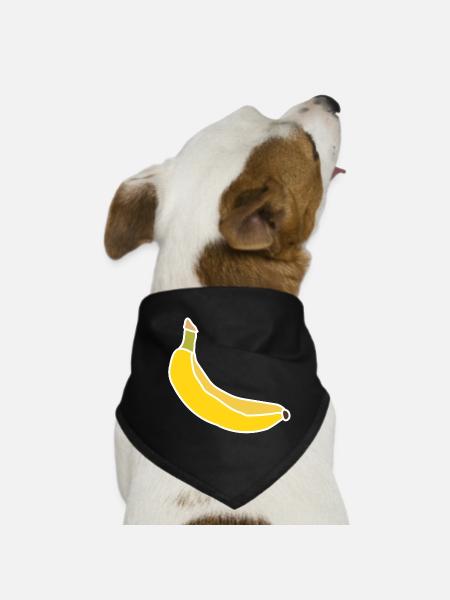 Gelbe Banane – Minimalistische fruchtige Illustration - Hunde-Bandana - Schwarz - Vorne