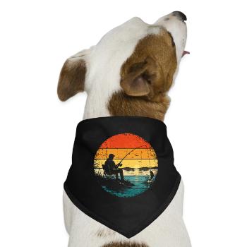 Angler - Fischer - Angel - angeln Sonnenuntergang - Hunde-Bandana - Schwarz - Vorne