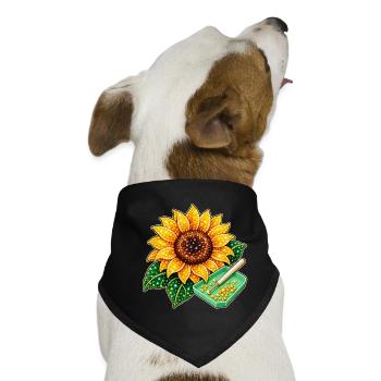 Diamond Painting Motiv - Funkelnde Sonnenblume - Hunde-Bandana - Schwarz - Vorne