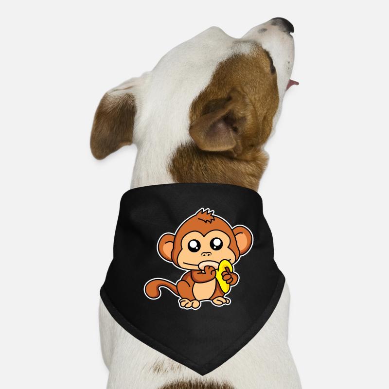 Äffchen-Mahlzeit - Hunde-Bandana - Schwarz