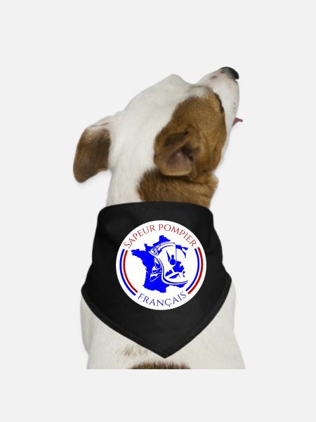Écusson Sapeur-Pompier Français Bleu - Bandana pour chien - noir - Devant