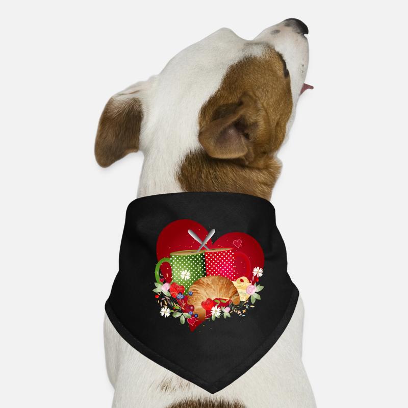 Frühstück zu zweit mit Croissant,Kaffee und Beeren Hunde-Bandana