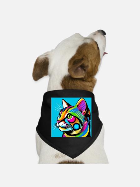 Chat Pop Art - Bandana pour chien - noir - Devant