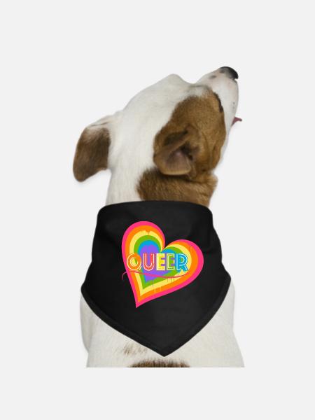 Queer Herz für Pride-Monat Gleiche Rechte LGBTQ - Hunde-Bandana - Schwarz - Vorne