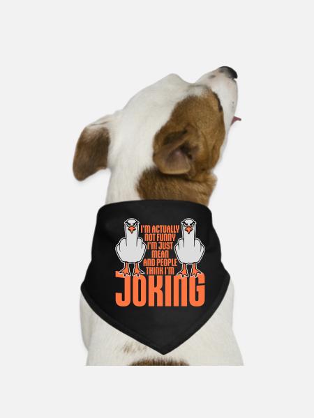 Seagull Middle Finger Not Funny Mean People Think Joke - Dog Bandana - black - Front