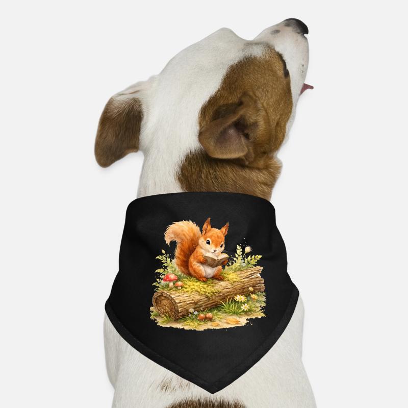 Eichhörnchen liest Buch Illustration  Hunde-Bandana