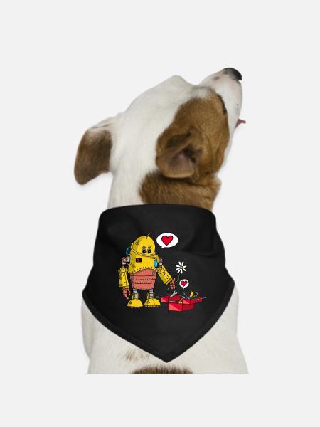 Robot in love - Dog Bandana - black - Front