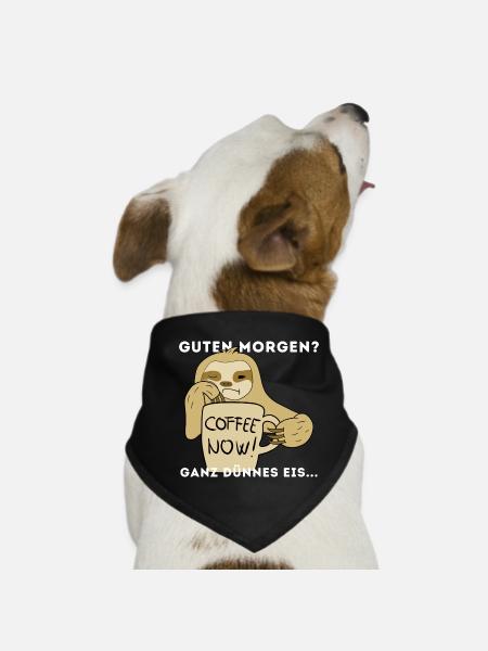 Langschläfer Kaffee Morgen Sloth - Hunde-Bandana - Schwarz - Vorne