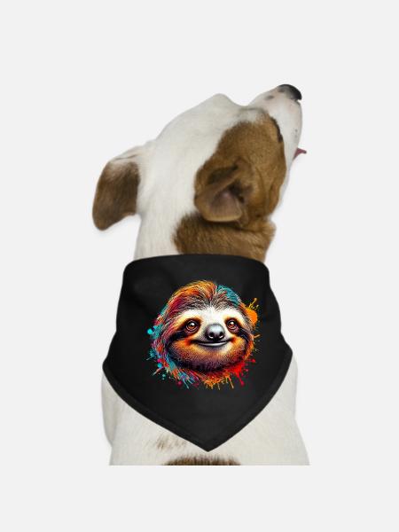 Sloth - Dog Bandana - black - Front