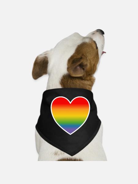 LGBT Shirt Regenbogenherz white - Hunde-Bandana - Schwarz - Vorne
