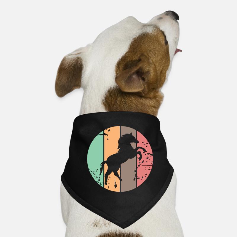Icônes d’illustration d’animaux de galop de chevaux de couleurs rétro Bandana pour chien