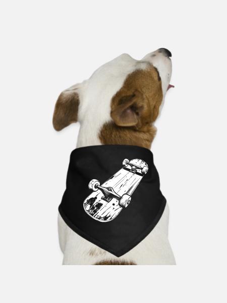 Skateboard Drawing - Dog Bandana - black - Front