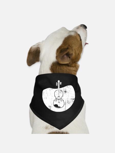Violin Drawing - Dog Bandana - black - Front
