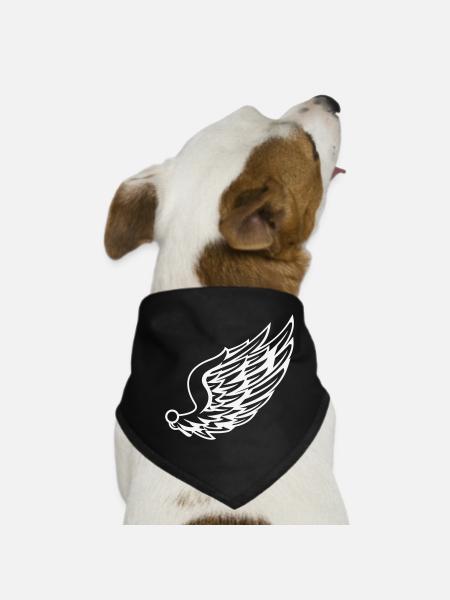 Wings with dynamic feather drawing - Dog Bandana - black - Front