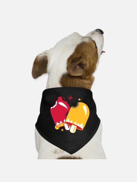 zwei leuchtend leckere Eissorten am Stil - Hunde-Bandana - Schwarz - Vorne