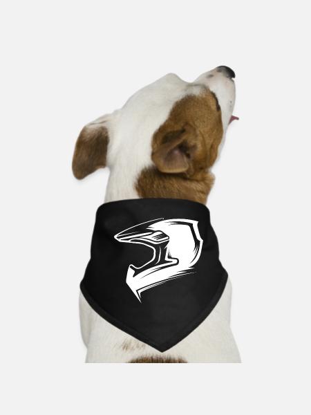Biker Motocross Motorcycle Symbol Logo icon Helmet - Dog Bandana - black - Front