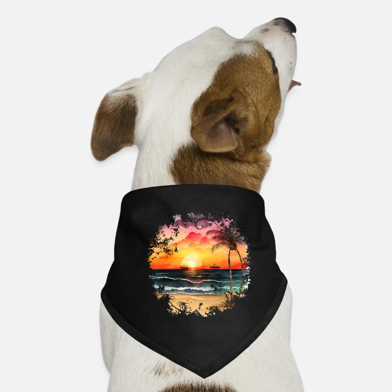 Coucher de soleil sur la plage tropicale Bandana pour chien