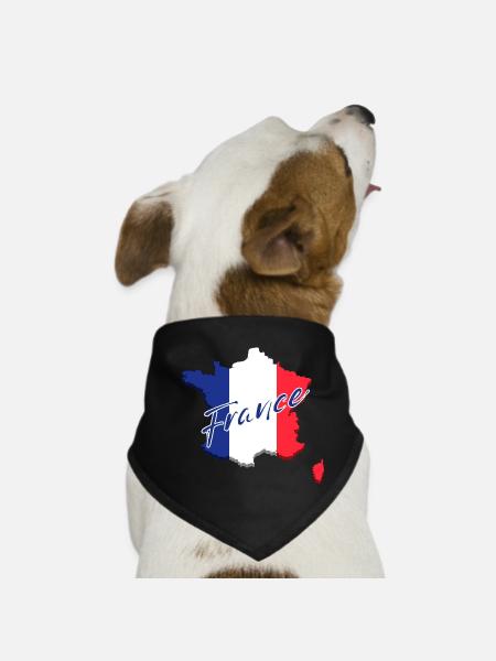 Drapeau de la France, fierté française - Bandana pour chien - noir - Devant