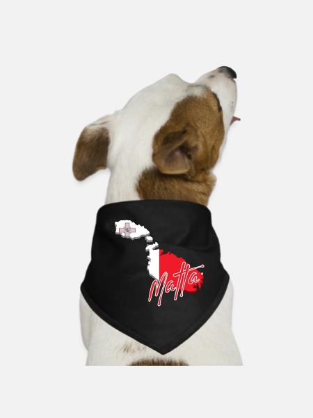 Flagge von Malta, Landkarte von Malta - Hunde-Bandana - Schwarz - Vorne
