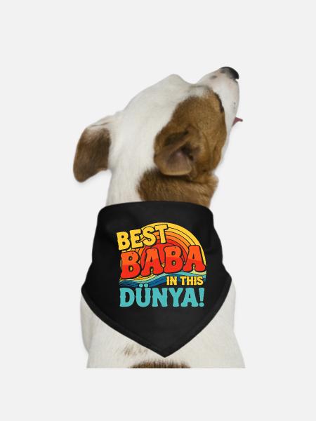 Meilleur Baba dans ce coucher de soleil rétro Dunya - Bandana pour chien - noir - Devant