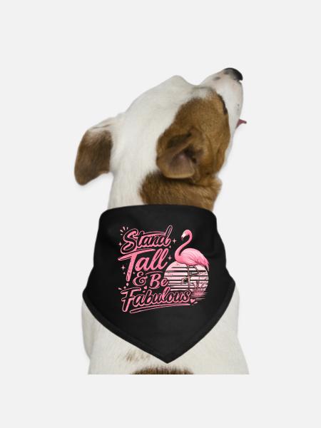 Stand Tall Be Great Flamingo Inspirational - Dog Bandana - black - Front
