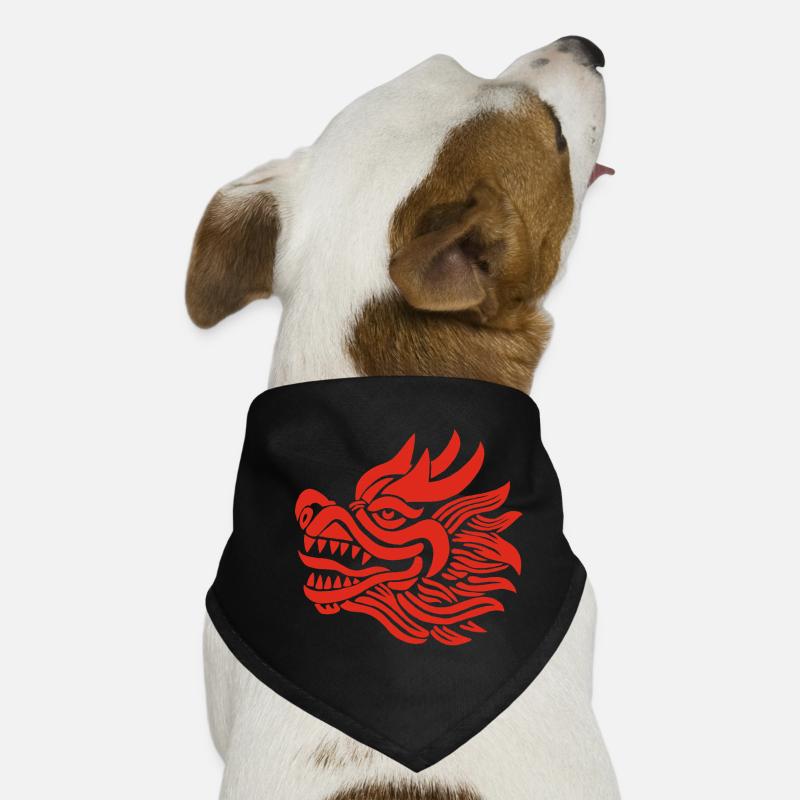 Chinesischer Drachenkopf (Rot) - Hunde-Bandana - Schwarz