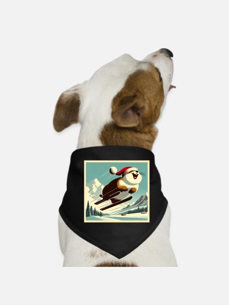 Vintage Ski Murmeltier - Hunde-Bandana - Schwarz - Vorne