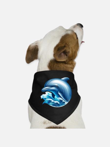 Delfin - Hunde-Bandana - Schwarz - Vorne