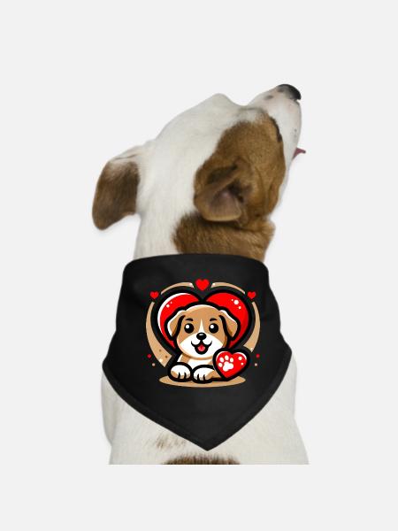 Dog Love 1 - Dog Bandana - black - Front