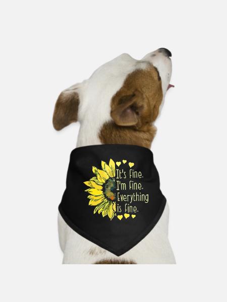 Sunflower Affirmation Graphic T-Shirt - Dog Bandana - black - Front