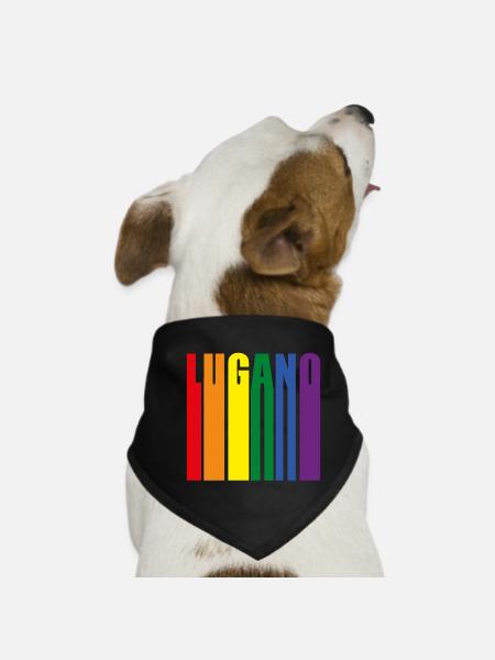 Lugano Suisse Cadeau de la Fierté Arc-en-ciel - Bandana pour chien - noir - Devant