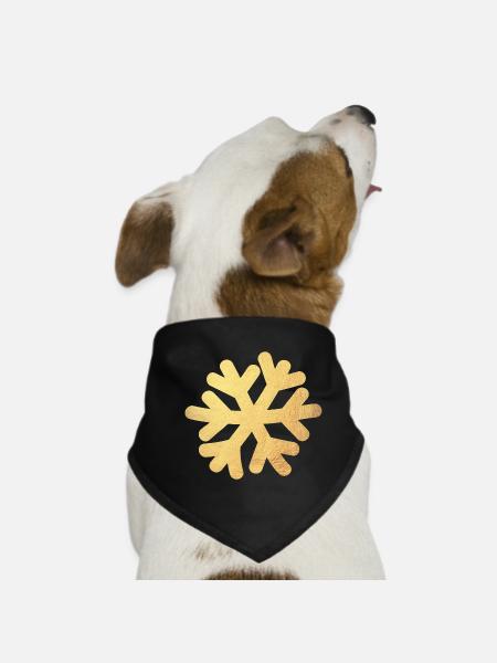 Snowflake Gold Christmas Decoration Snow Winter - Dog Bandana - black - Front