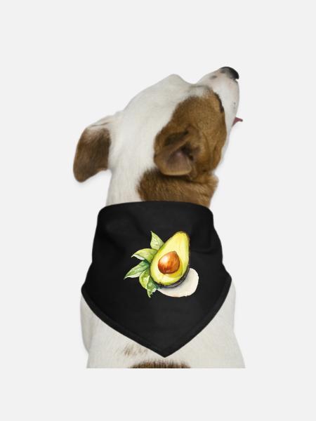 Wasserfarbene Avocado Illustration - Hunde-Bandana - Schwarz - Vorne