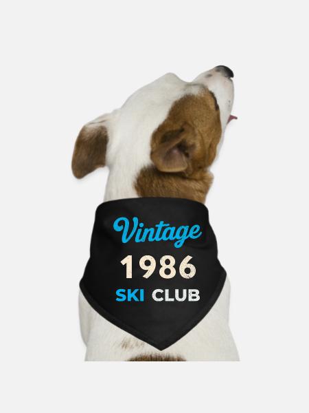 Vintage 1986 – Cadeau rétro de l’année de naissance du Ski Club - Bandana pour chien - noir - Devant