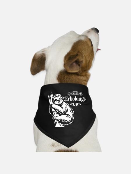 Wir sind auf Erholungskurs – Faultier Relax Design - Hunde-Bandana - Schwarz - Vorne