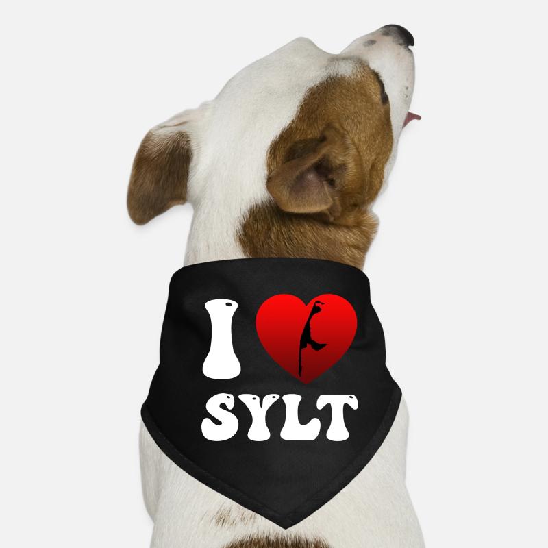 Vacances en mer du Nord J’ADORE SYLT Drôle Bandana pour chien