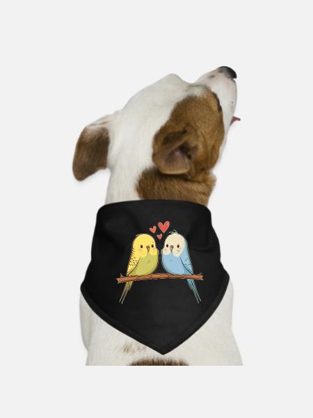 Wellensittiche - Hunde-Bandana - Schwarz - Vorne