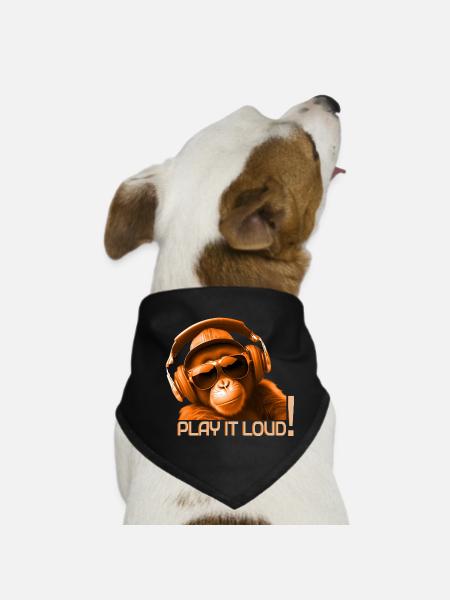 Play It Loud Affe DJ - Hunde-Bandana - Schwarz - Vorne