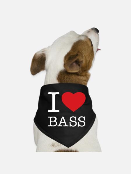 I LOVE BASS - Dog Bandana - black - Front