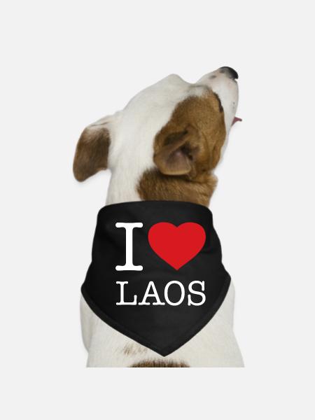 I LOVE LAOS - Hunde-Bandana - Schwarz - Vorne
