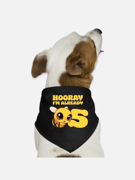 Bee Bee - Hourra, j’ai déjà 5 ans - Bandana pour chien - noir - Devant