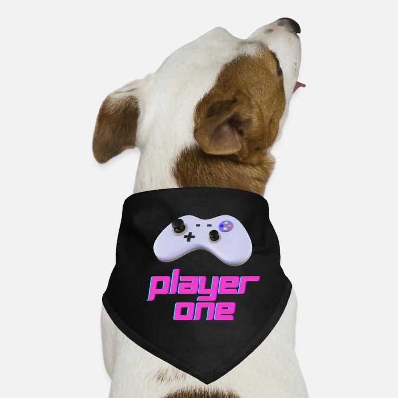 Neon Retro Controller Spieler Eins Hunde-Bandana