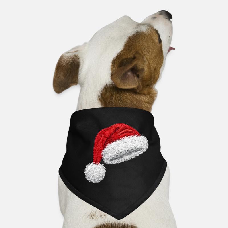 Chapeau classique du Père Noël brodé et douillet (imprimé) Bandana pour chien