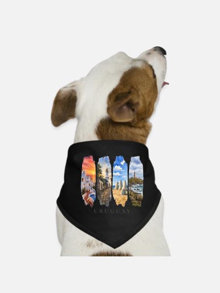 Uruguay Vacation Travel – South America Beach & Culture - Dog Bandana - black - Front